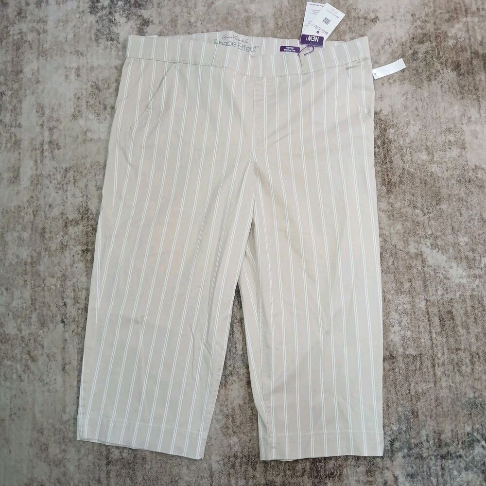 ​Gloria Vanderbilt Womens 24W High Rise Wide Leg Cropped Pants Striped NWT $52